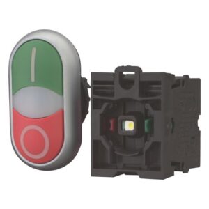 M22-DDL-GR-X1/X1-K11/230-W PULSADOR DOBLE ROJO-VERDE C/ LED 230VAC, IP66  RMQ TITAN 216509